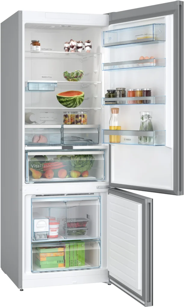 Bosch KGN56LB42I Series 6 free-standing fridge-freezer with freezer at bottom, glass door 193 x 70 cm Dark grey metallic, Total No Frost