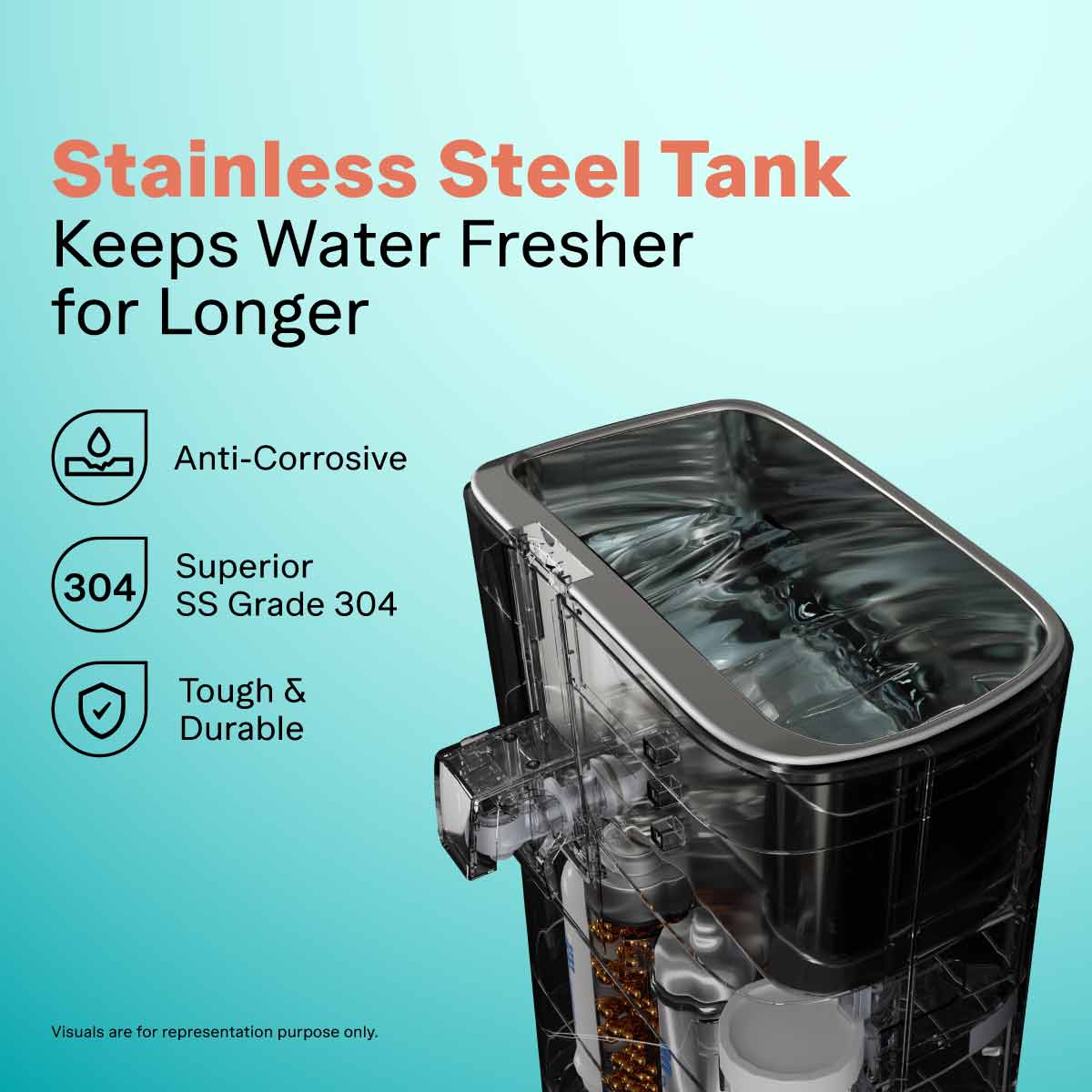 Aquaguard Enrich Superio 2X RO+UV Stainless Steel Water Purifier | 2 Year Filter Life | With Mega Sediment Filter