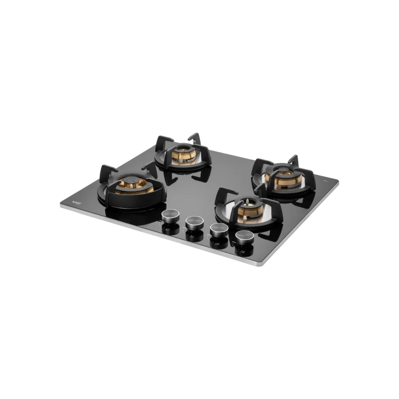 BLH-F 604X- Built-in Hob, 4 Full Brass High Efficiency Burners, 8 mm Thick Black Tempered Glass