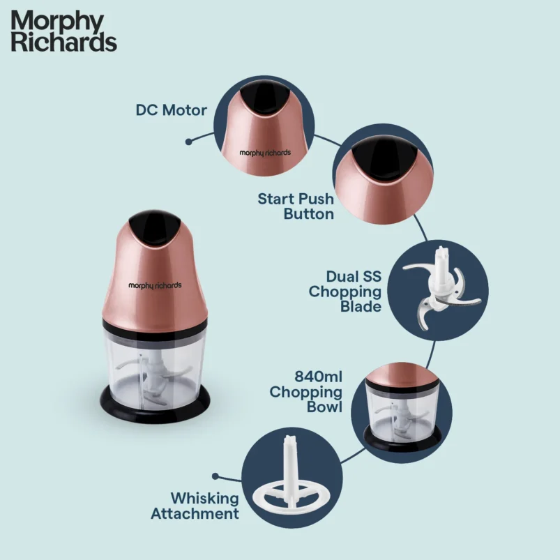 Morphy Richards Mini Chopper 300W (Rose Gold) - Image 4