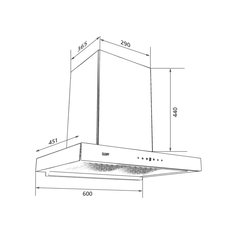 MONTE DHC 60/75/90 – Filter-Less Chimney with Dry Heat Auto Clean, Matt Black Finish - Image 5
