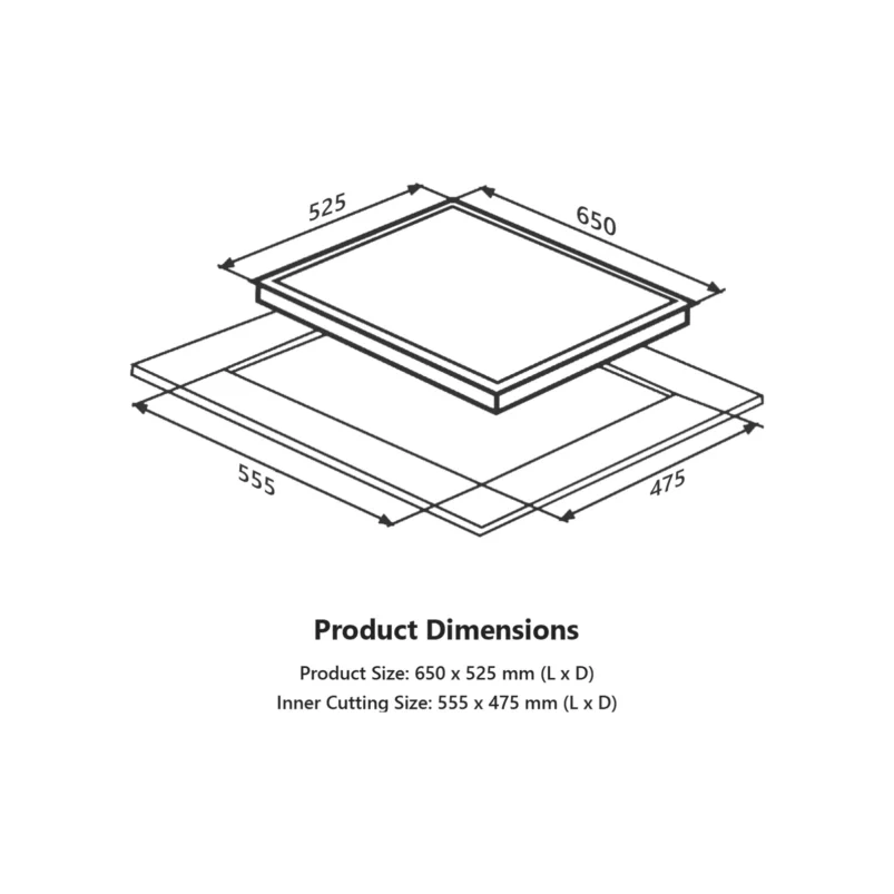 PRS 654- 4 Burners Built-in Hob, Digital Timer, 8mm Thick Premium Frosted Black Glass - Image 6