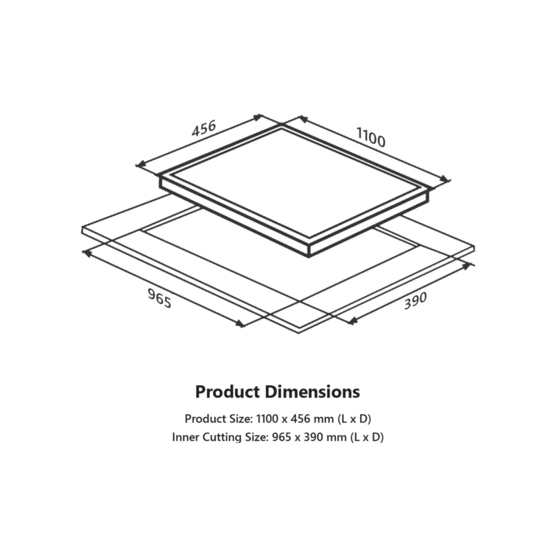 CRYSTAL NOIR 1104- 4 Burners Built-in Hob with Frosted Crystal Black Glass Finish - Image 7