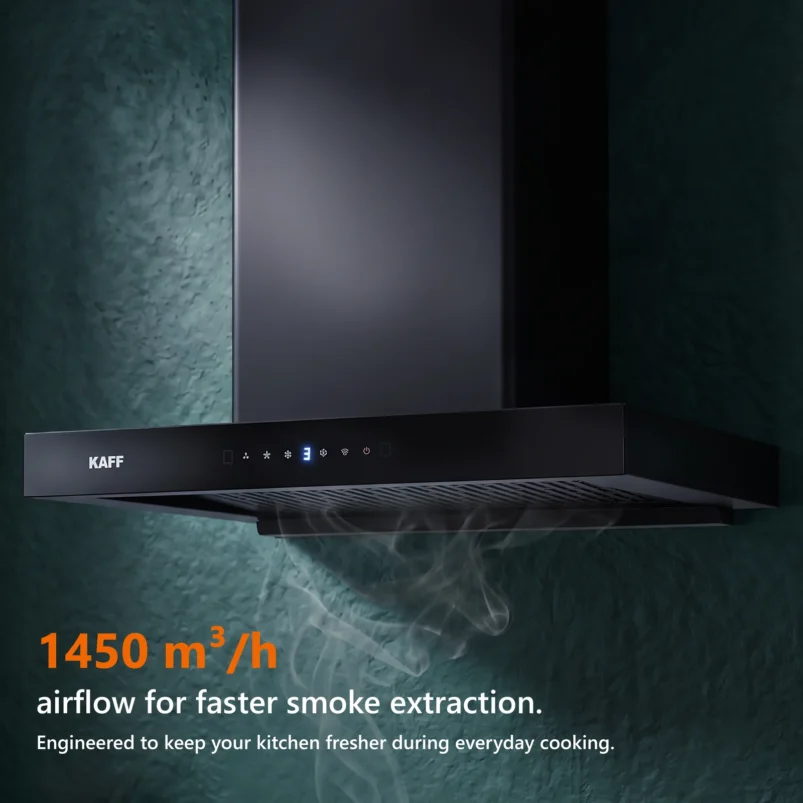 MONTE DHC 60/75/90 – Filter-Less Chimney with Dry Heat Auto Clean, Matt Black Finish - Image 9