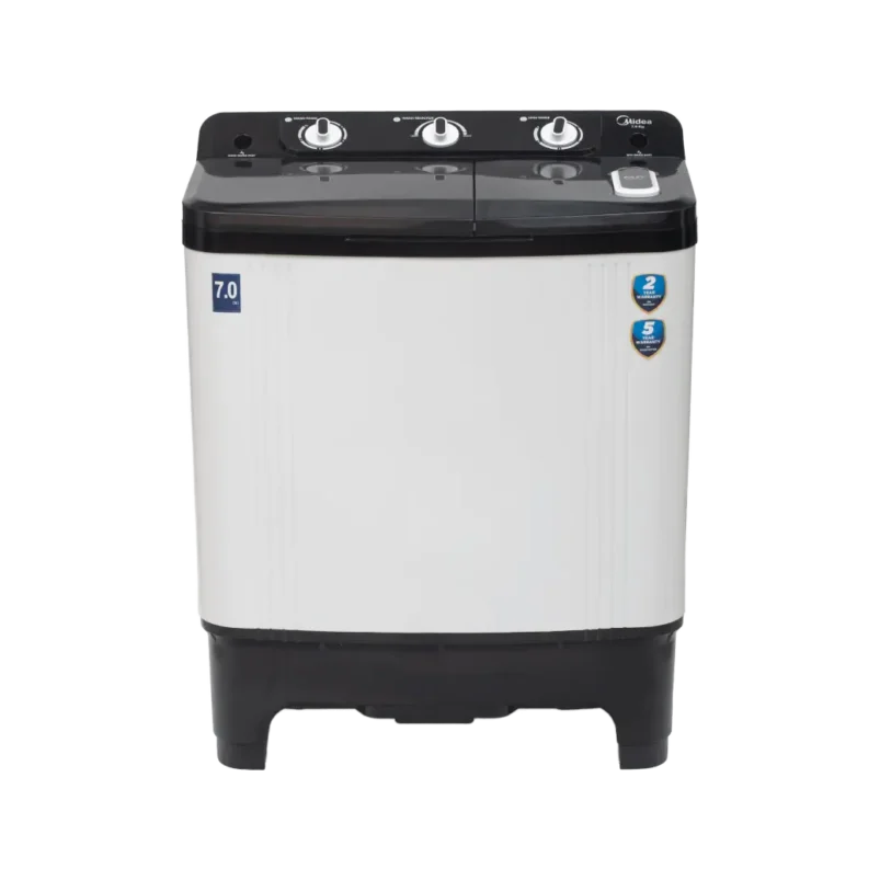 Midea 7 Kg Semi Automatic Top Load Washing Machine, Black White