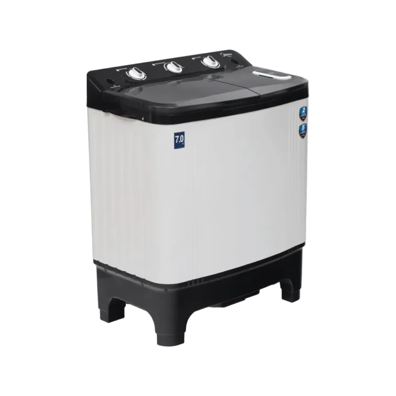 Midea 7 Kg Semi Automatic Top Load Washing Machine, Black White