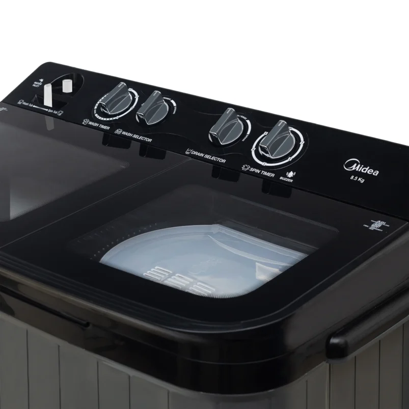Midea 8.5 Kg Semi Automatic Top Load Washing Machine, Black Grey - Image 3